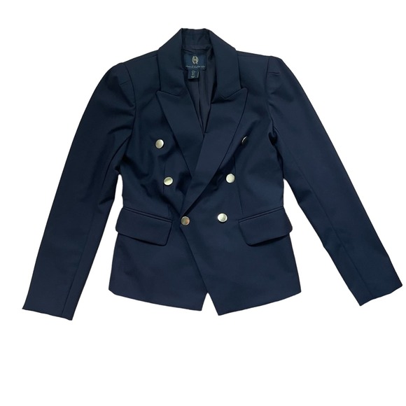 House of Harlow Black Gold Button Asymmetrical Blazer Women’s Size Small - Picture 2 of 7